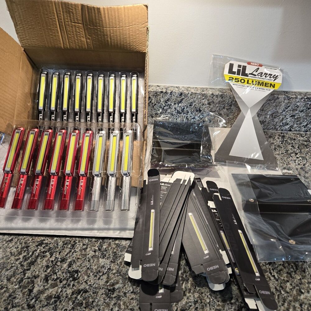 NEBO LiL Larry 250 Lumen COB LED Pocket Work Light Display Lot 18 Lights + Boxes